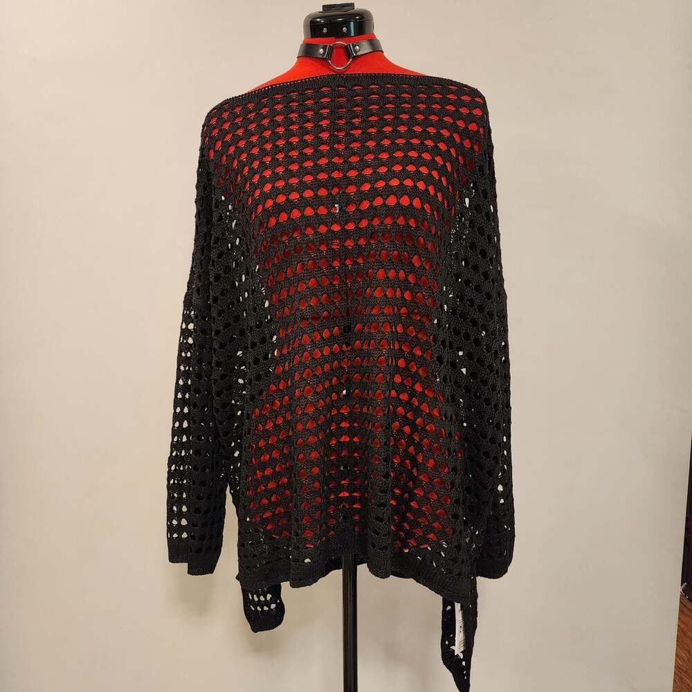 Cupshe Black Crochet Knit Oversized Sweater Cover Up  Size M NWT Boho Festival